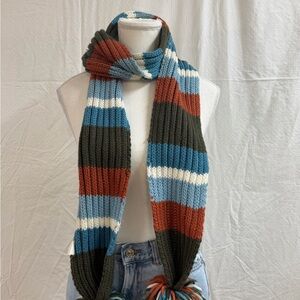 Striped Multicolor Knit Scarf